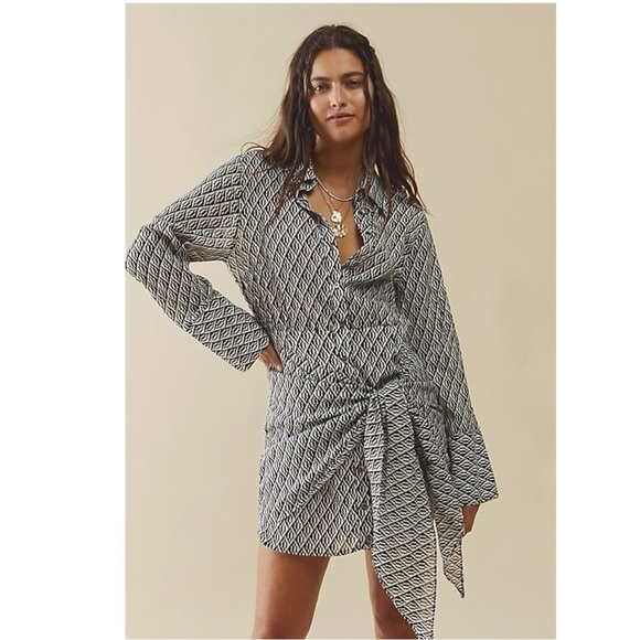 Free People Rillo Shirt Dress Pink Rose Size Small NWOT Cover Up Orange Tropical - Picture 11 of 12